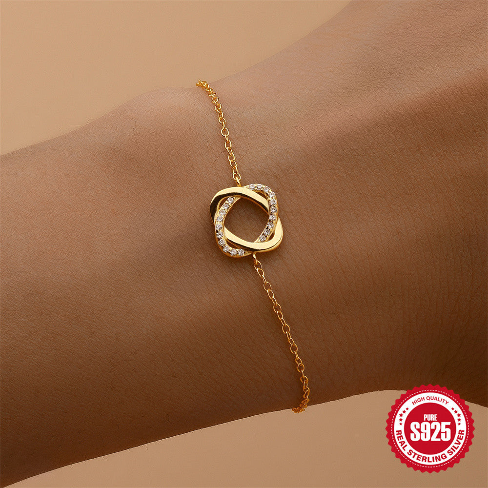 Vergoldetes Armband aus 925er Silber mit Ring-Detail