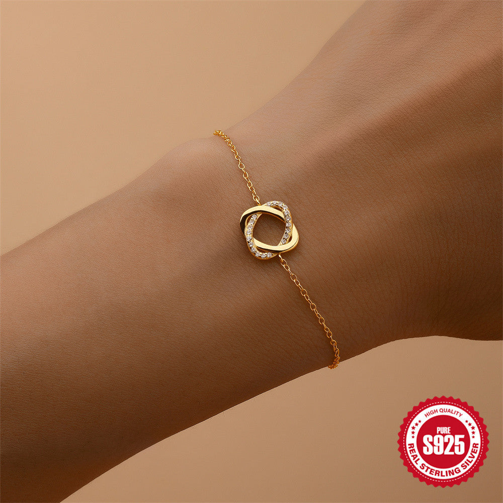 Vergoldetes Armband aus 925er Silber mit Ring-Detail