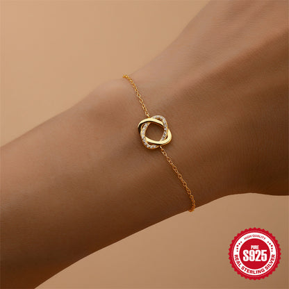 Vergoldetes Armband aus 925er Silber mit Ring-Detail