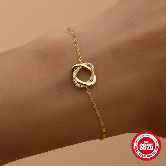 Vergoldetes Armband aus 925er Silber mit Ring-Detail