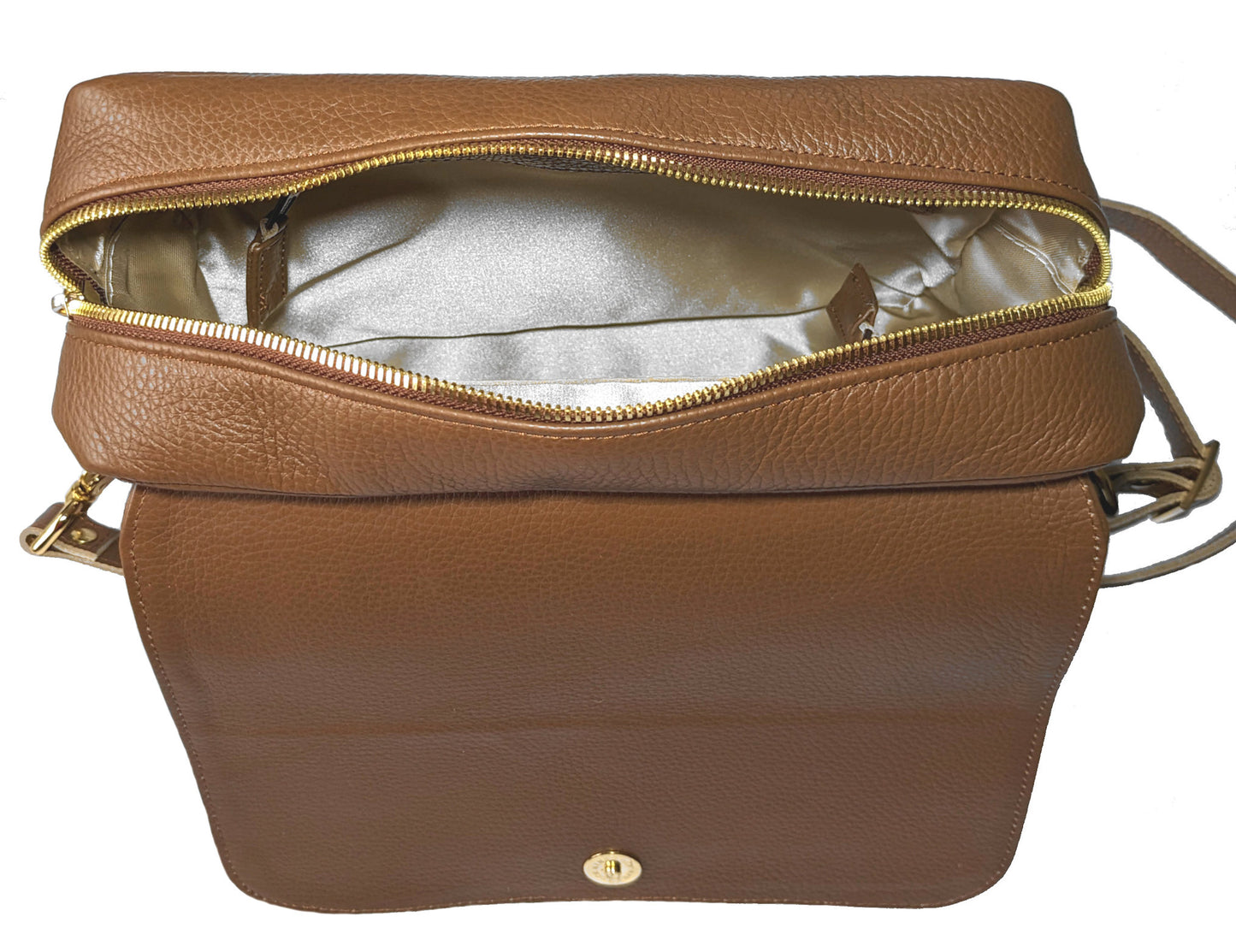 ASGADA - Die kleine Wohlfühltasche in Mittelbraun und Gold