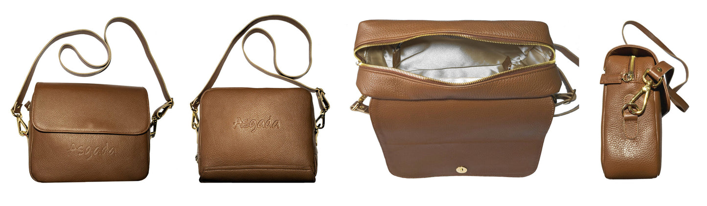 ASGADA - Die kleine Wohlfühltasche in Mittelbraun und Gold