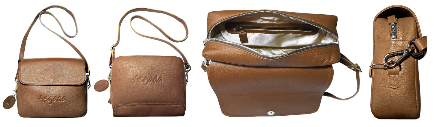 ASGADA - Die kleine Wohlfühltasche in Mittelbraun und Silber