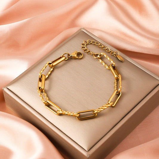 Damen-Armband aus Titanstahl – Kettendesign mit Twist-Struktur