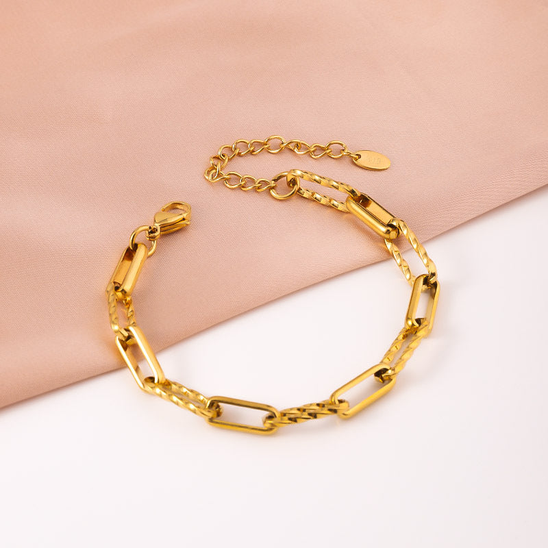 Damen-Armband aus Titanstahl – Kettendesign mit Twist-Struktur
