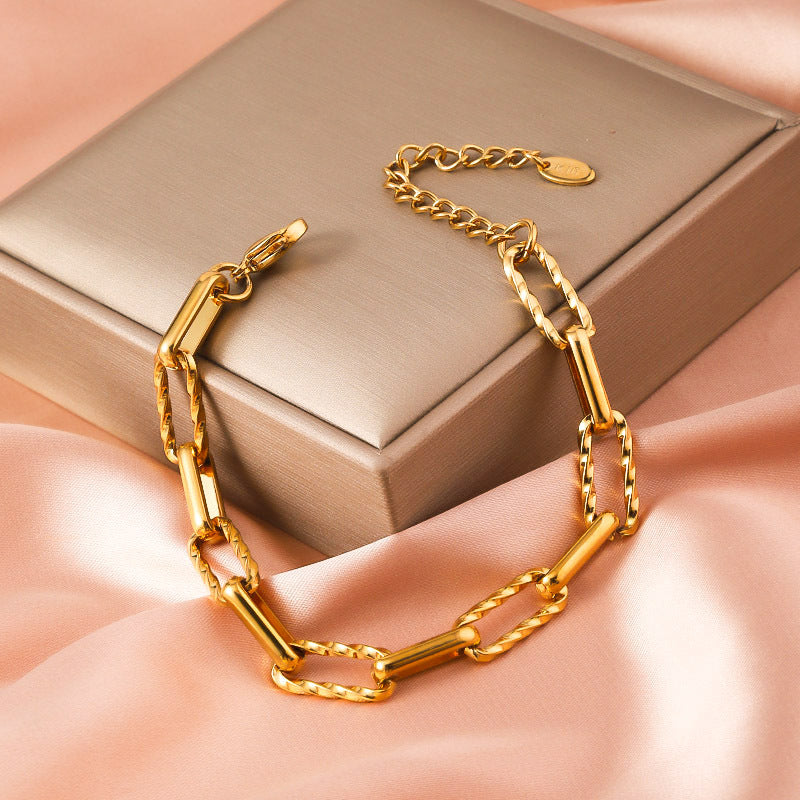 Damen-Armband aus Titanstahl – Kettendesign mit Twist-Struktur