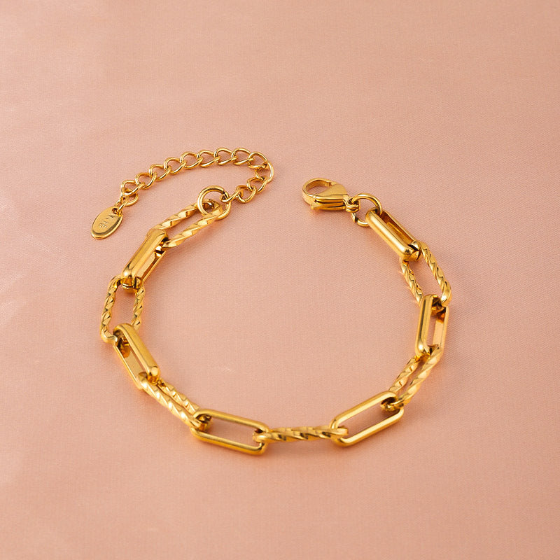 Damen-Armband aus Titanstahl – Kettendesign mit Twist-Struktur