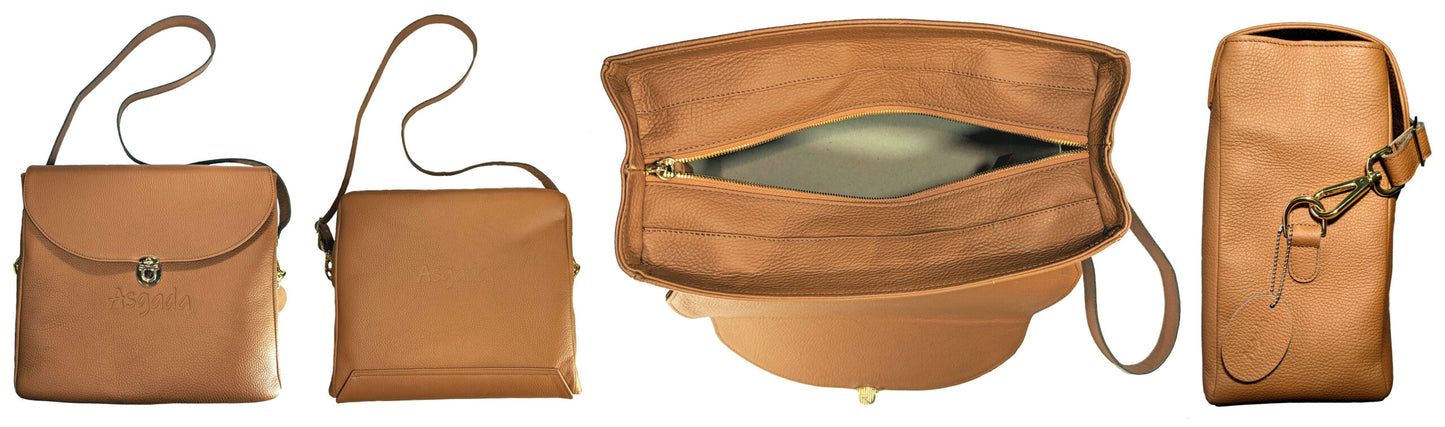 ASGADA - Cognacfarbiger Shopper mit viel Platz